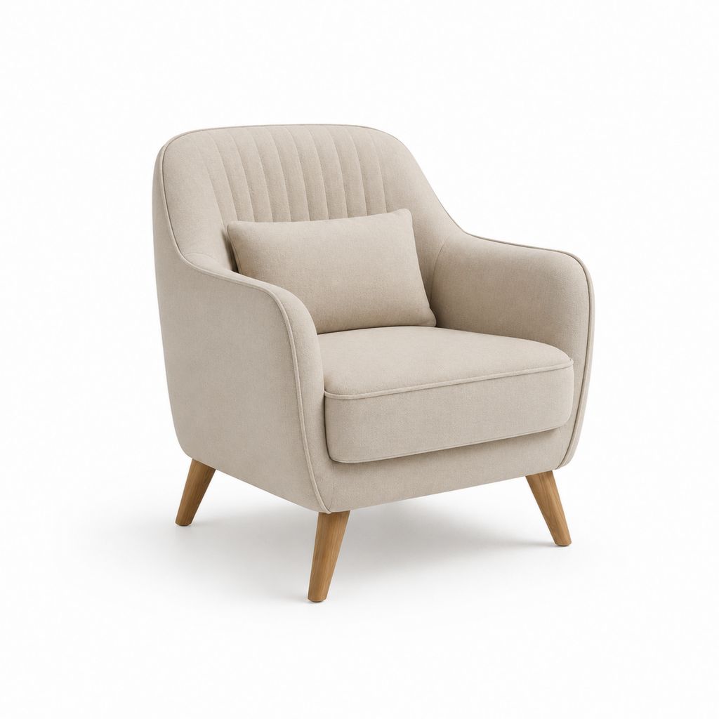 Polstersessel Beige aus Polyester mit Massivholzfüßen abgerundet 80 x 82 x 92 cm