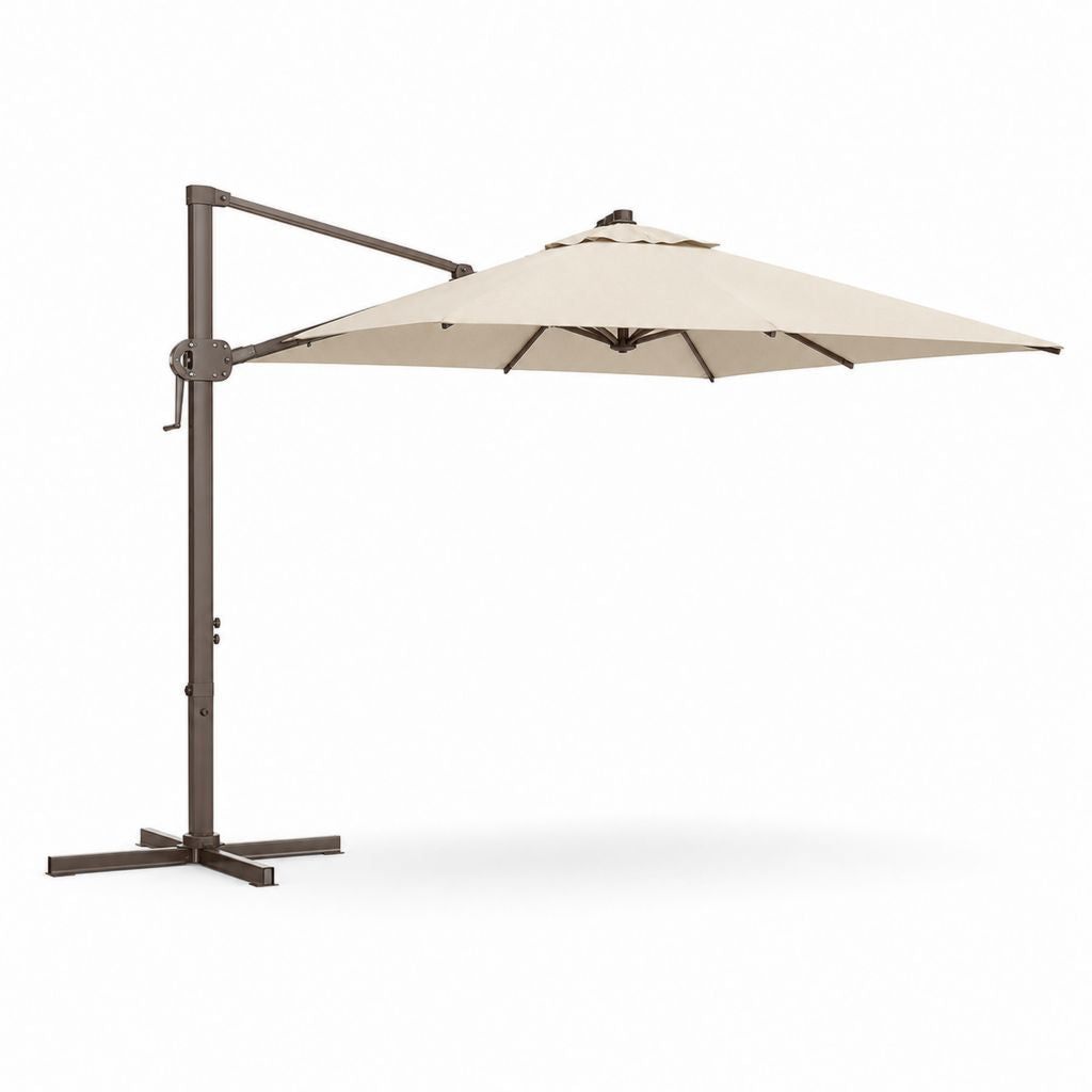 Ampelschirm Beige mit Stahlgestell und Polyesterbezug rund Ø 300 cm Höhe 250 cm