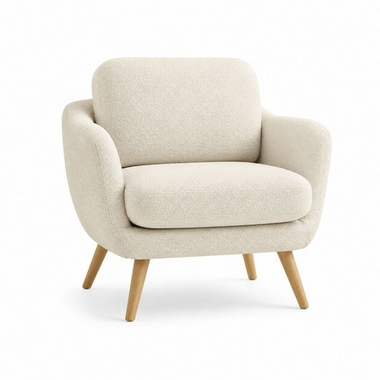 Sessel Creme Bouclé-Polyester abgerundet 76 x 78 x 82 cm