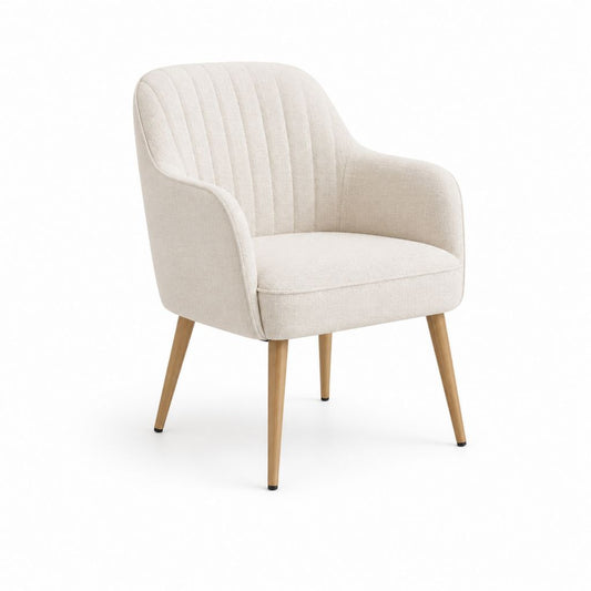 Polstersessel Wohnzimmer Beige Polyester Bezug mit Armlehnen und Holzbeinen 68 x 78 x 72 cm