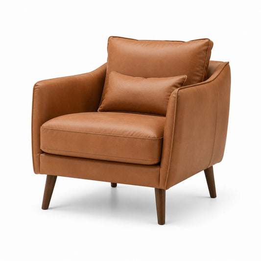 Sessel Cognac aus PU-Kunstleder mit Massivholzbeinen 78 x 84 x 82 cm