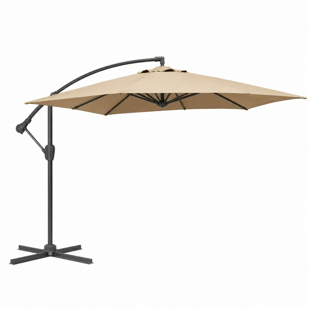 Ampelschirm Beige mit Polyesterbespannung und Stahlgestell quadratisch 300 x 300 cm