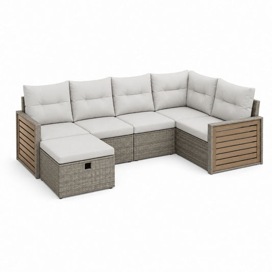 Gartenlounge Ecksofa Set grau Polyrattan Aluminium L-Form 250 x 200 x 80 cm