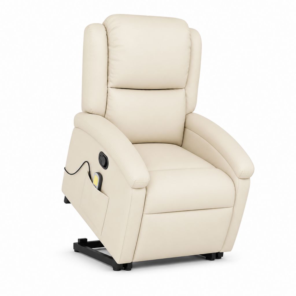 Elektrischer Aufstehsessel Fernsehsessel Creme PU-Kunstleder 84 x 92 x 105 cm