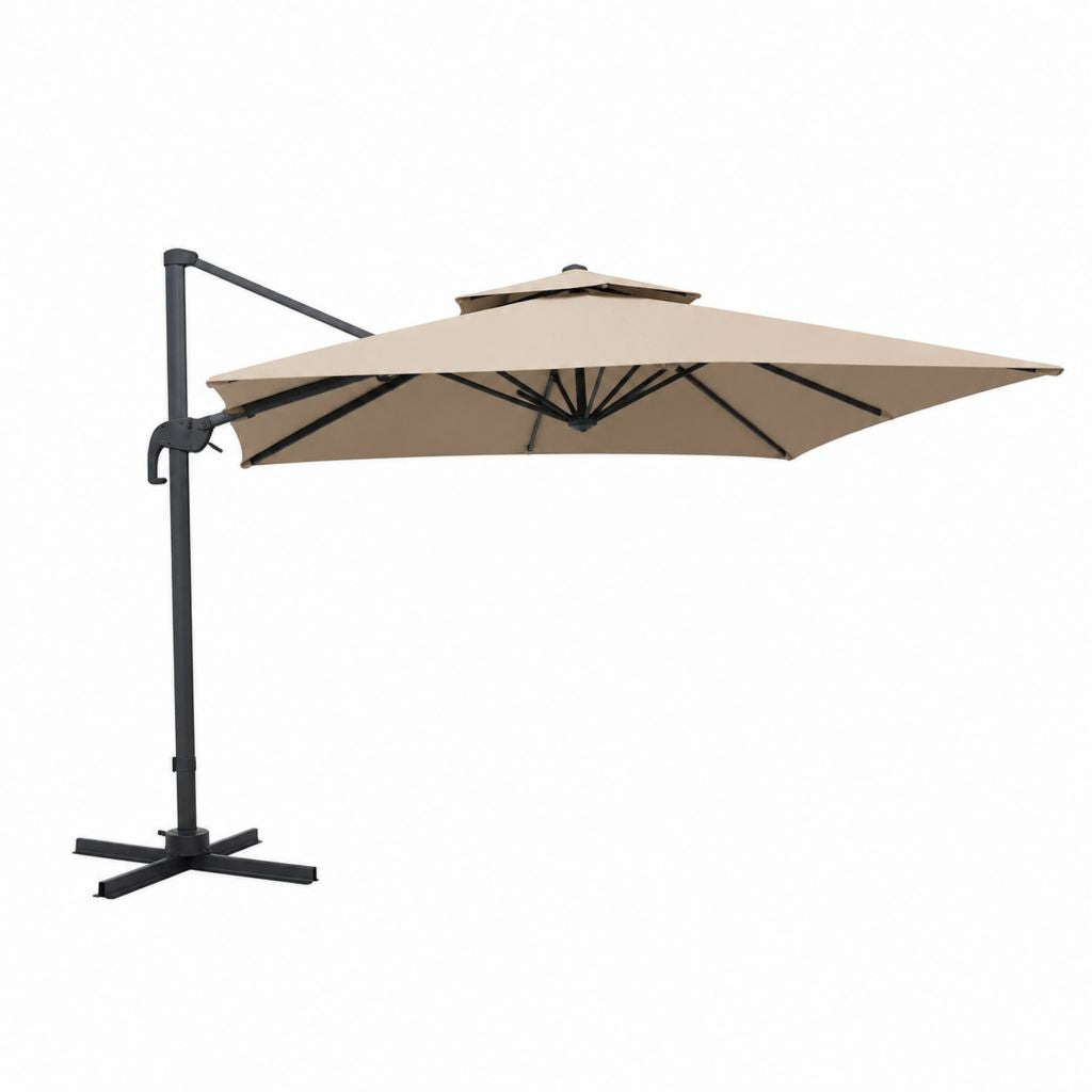 Ampelschirm Beige Polyester quadratisch 300 x 300 cm mit Stahlgestell